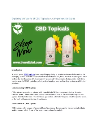 Exploring the World of CBD Topicals