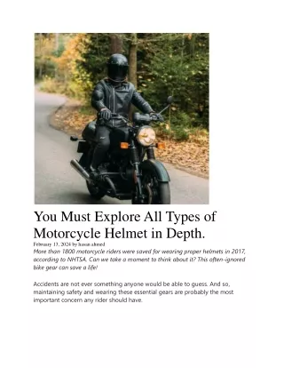 You Must Explore All Types of Motorcycle Helmet in Depth