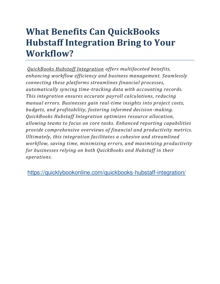 what benefits can quickbooks hubstaff integration