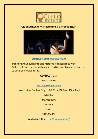 Creative Event Management | Cieloevents.in