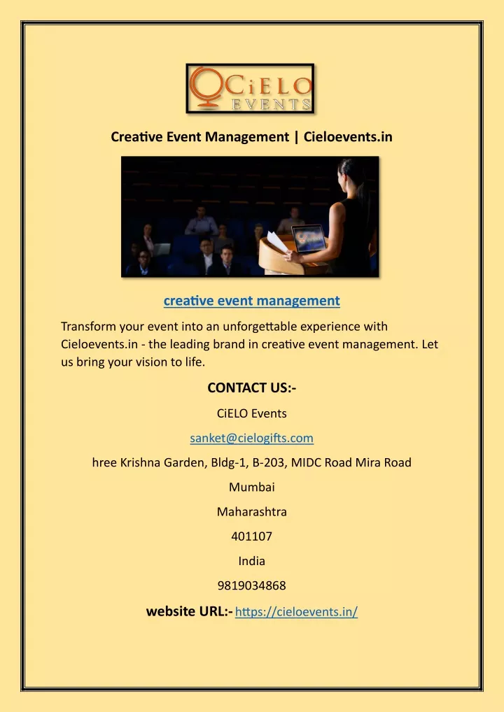 creative event management cieloevents in