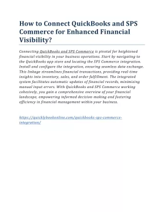 How to Connect QuickBooks and SPS Commerce for Enhanced Financial Visibility