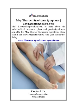 May Thurner Syndrome Symptoms  Lavascularspecialists.com