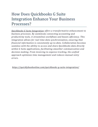 How Does Quickbooks G Suite Integration Enhance Your Business Processes