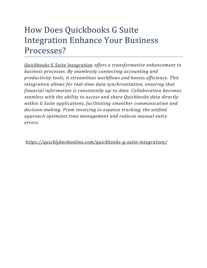 how does quickbooks g suite integration enhance