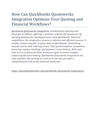 How Can Quickbooks Quotewerks Integration Optimize Your Quoting and Financial Workflows