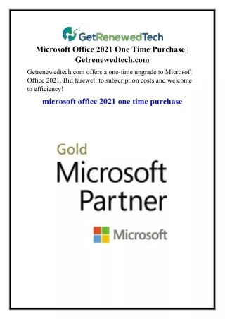 Microsoft Office 2021 One Time Purchase  Getrenewedtech.com