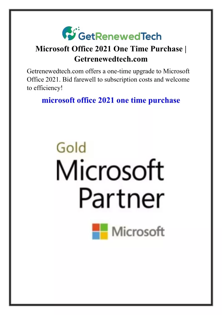 microsoft office 2021 one time purchase