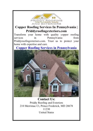 Copper Roofing Services In Pennsylvania  Priddyroofingexteriors.com