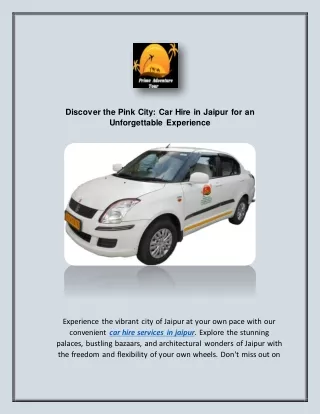 Discover the Pink City Car Hire in Jaipur for an Unforgettable Experience
