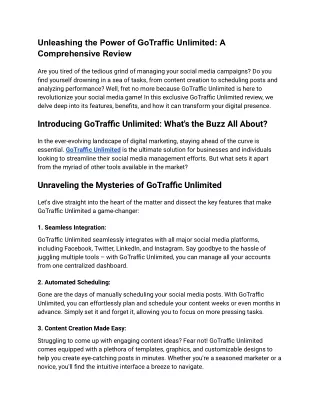 unleashing the power of gotraffic unlimited