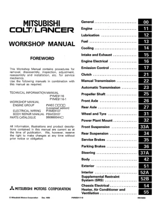 1995 Mitsubishi Colt Lancer Service Repair Manual