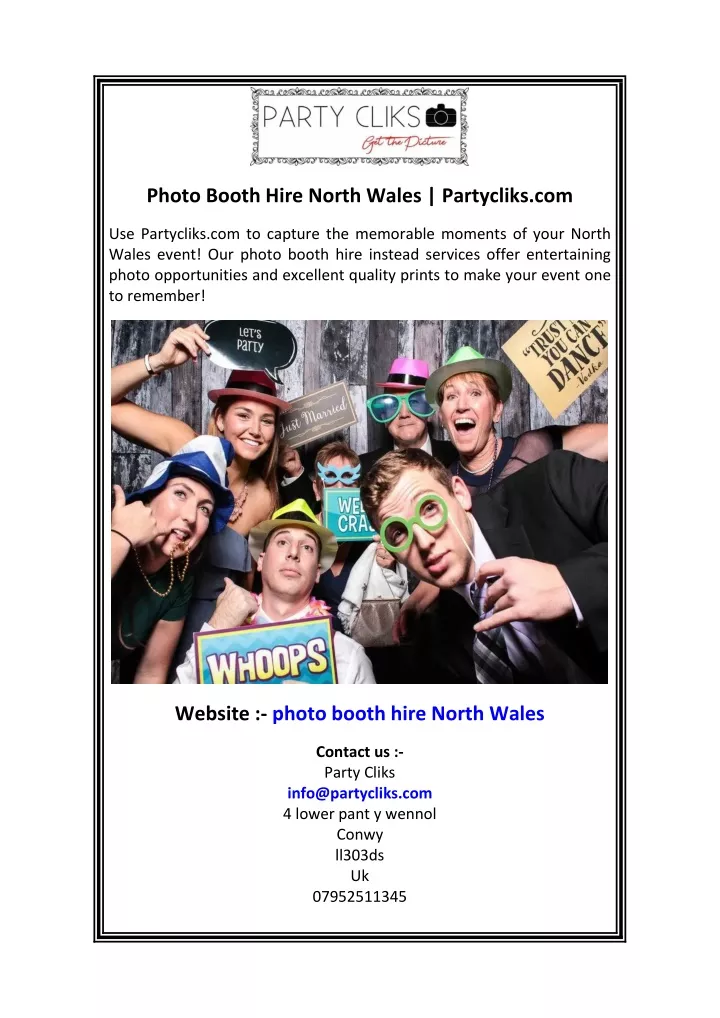 photo booth hire north wales partycliks com