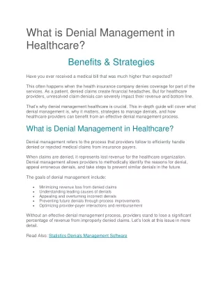 what is denial management in healthcare