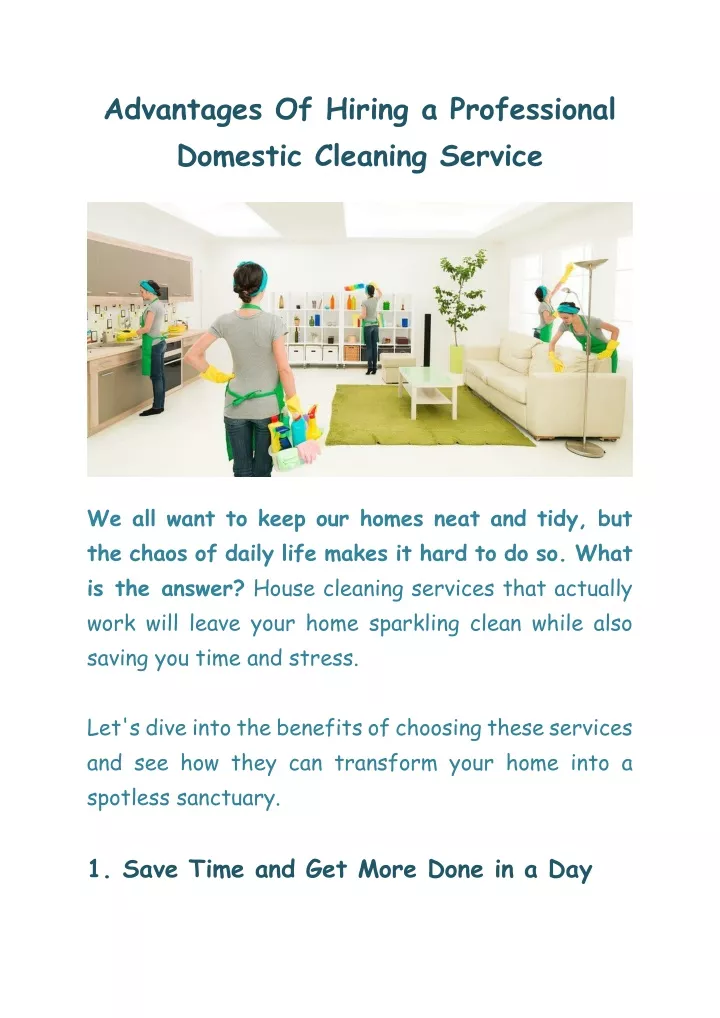 advantages of hiring a professional domestic