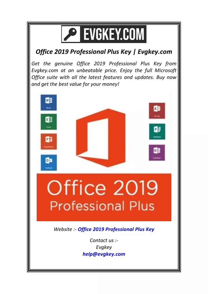 office 2019 professional plus key evgkey com