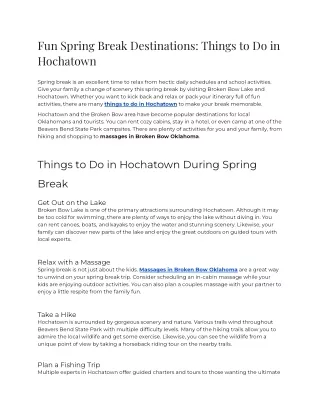 Fun Spring Break Destinations_ Things To Do in Hochatown