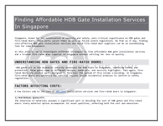 Finding Affordable HDB Gate Installation Services in Singapore