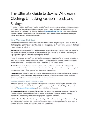 The Ultimate Guide to Buying Wholesale Clothing: Unlocking Fashion Trends!