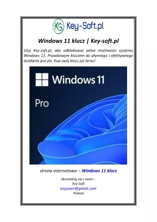 Windows 11 klucz  Key-soft.pl