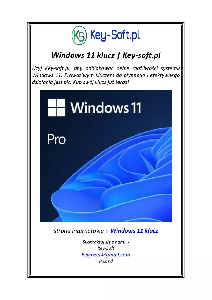 windows 11 klucz key soft pl