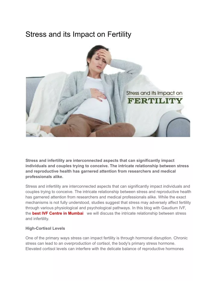 stress and its impact on fertility