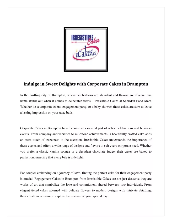 indulge in sweet delights with corporate cakes