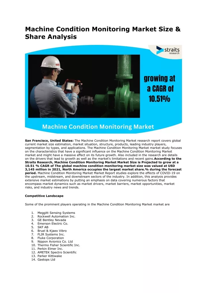 machine condition monitoring market size share