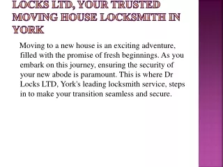 Moving house Locksmith York