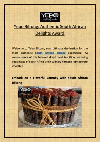 Yebo Biltong: Authentic South African Delights Await