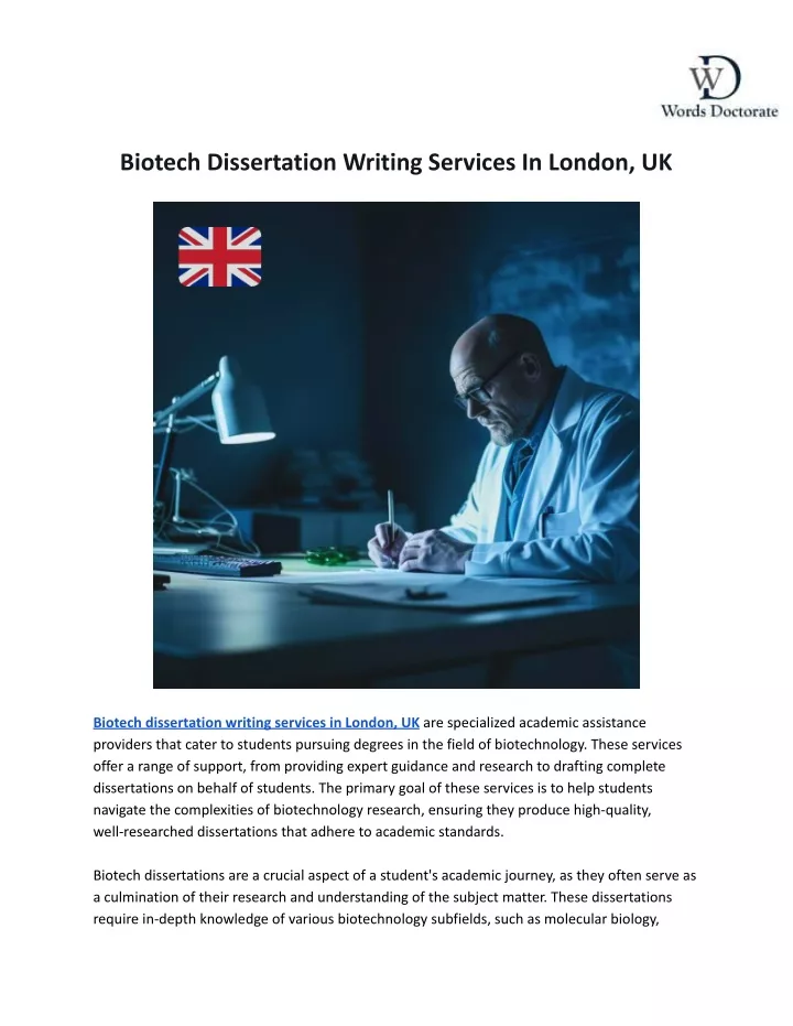 biotech dissertation writing services in london uk