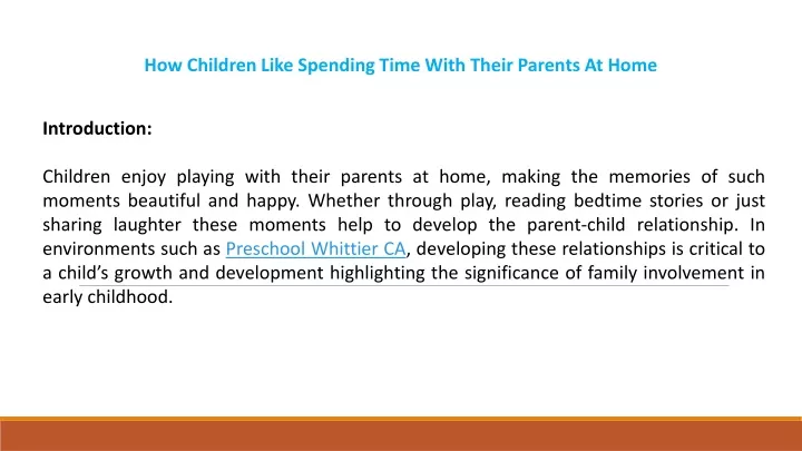 how children like spending time with their