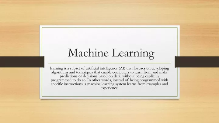 machine learning