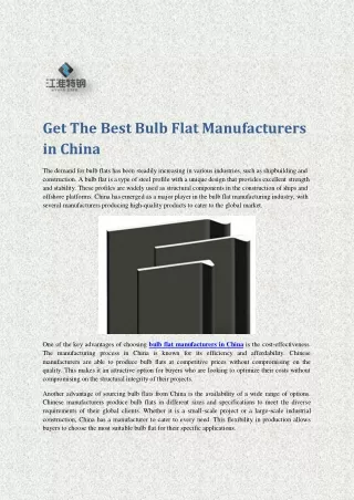Get The best Bulb Flat Manufacturers in China