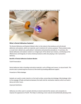 Dental Adhesives Sealants Market 1