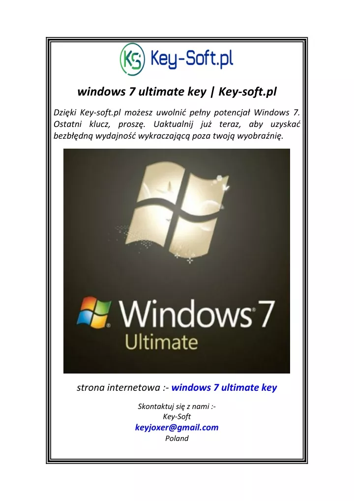 windows 7 ultimate key key soft pl