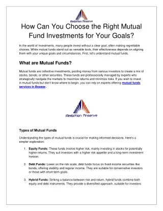 how can you choose the right mutual fund