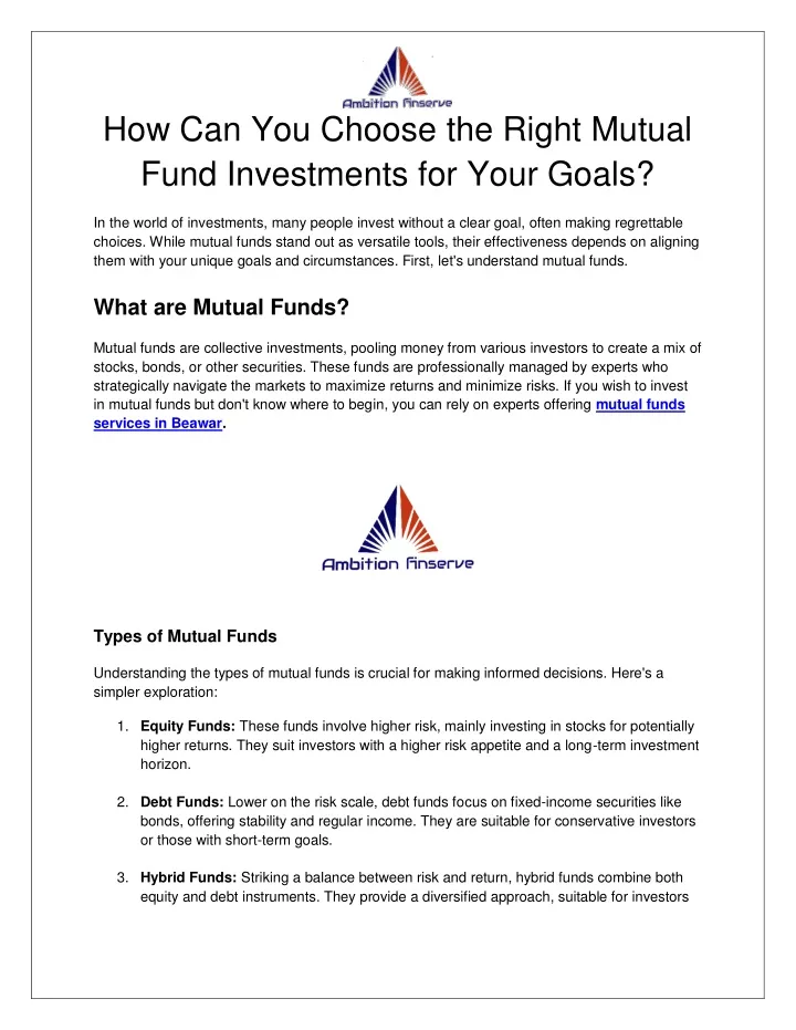 how can you choose the right mutual fund