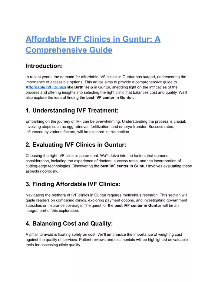 affordable ivf clinics in guntur a comprehensive
