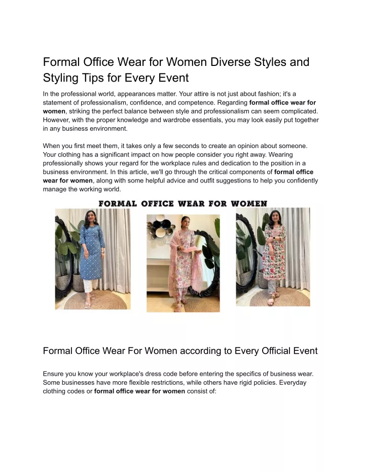 formal office wear for women diverse styles
