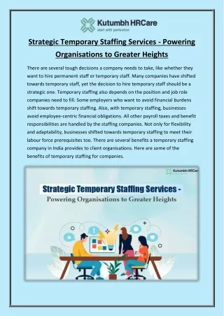 Strategic Temporary Staffing Services - Powering Organisations to Greater Heights