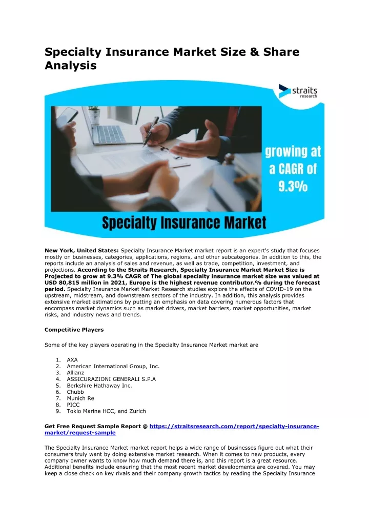 specialty insurance market size share analysis