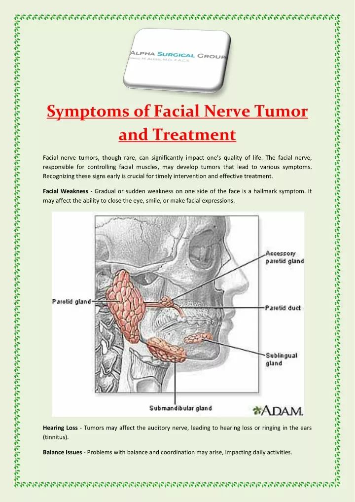 symptoms of facial nerve tumor and treatment