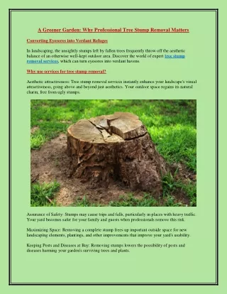 A Greener Garden Why Professional Tree Stump Removal Matters