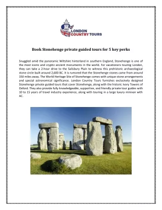 Book Stonehenge private guided tours for 5 key perks