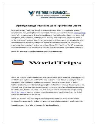 Exploring Coverage Trawick and WorldTrips Insurance Options