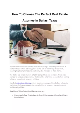 How To Choose The Perfect Real Estate Attorney In Dallas, Texas