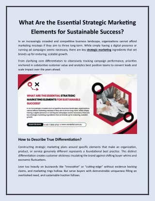 What Are the Essential Strategic Marketing Elements for Sustainable Success