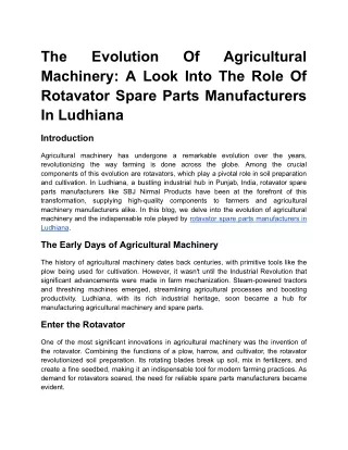 The Evolution Of Agricultural Machinery_ A Look Into The Role Of Rotavator Spare Parts Manufacturers In Ludhiana