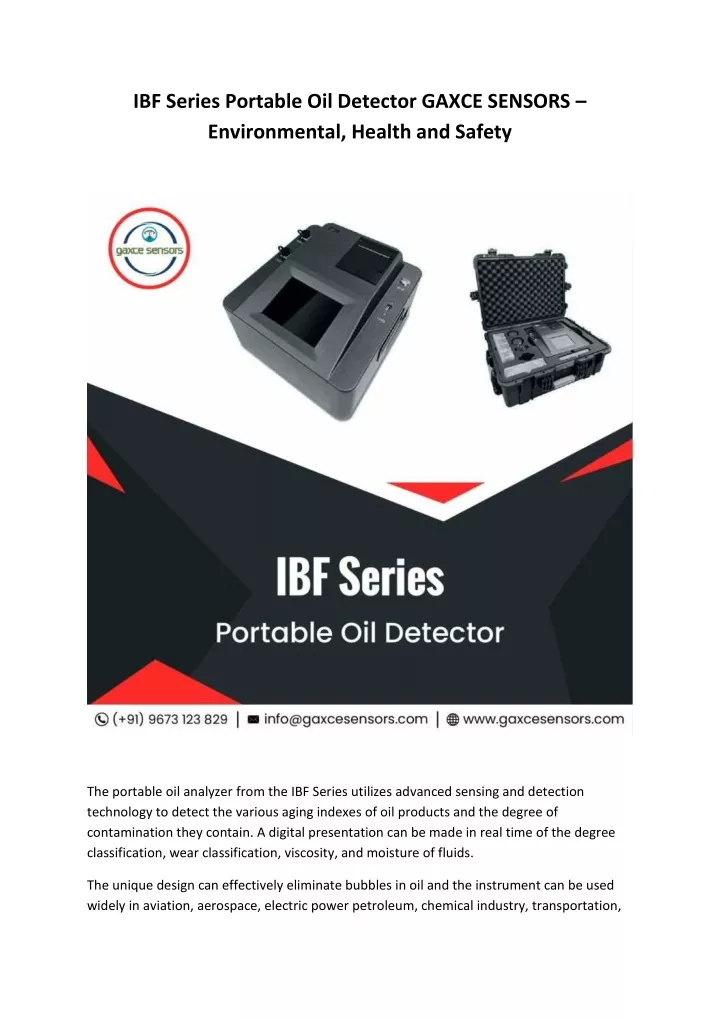 ibf series portable oil detector gaxce sensors